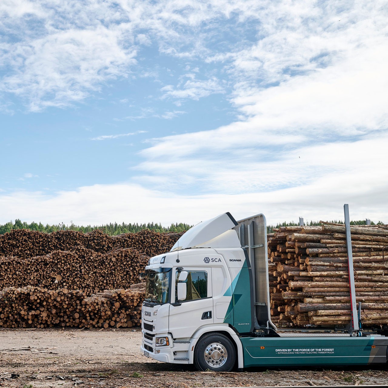 Scania timber truck in action
